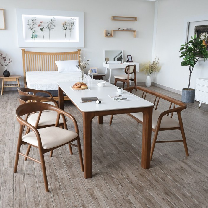 이즈네이처 벨라 포세린 세라믹 원목식탁 6인용식탁세트  4인용식탁세트