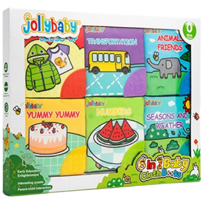 졸리베이비 신생아 치발기 티더 헝겊책 6종 세트 선물용 쇼핑백 포함, 1개