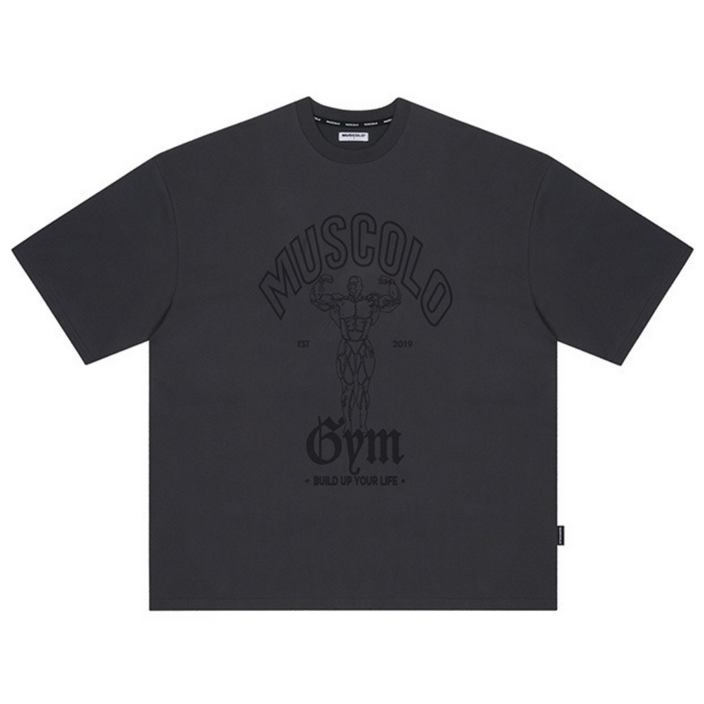 [아이언피지크] 코튼 오버핏 반팔 티셔츠 다크그레이