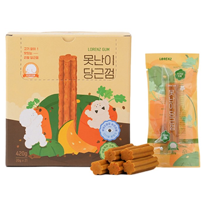 로렌츠 강아지 못난이 덴탈껌 21p, 당근, 420g, 1개