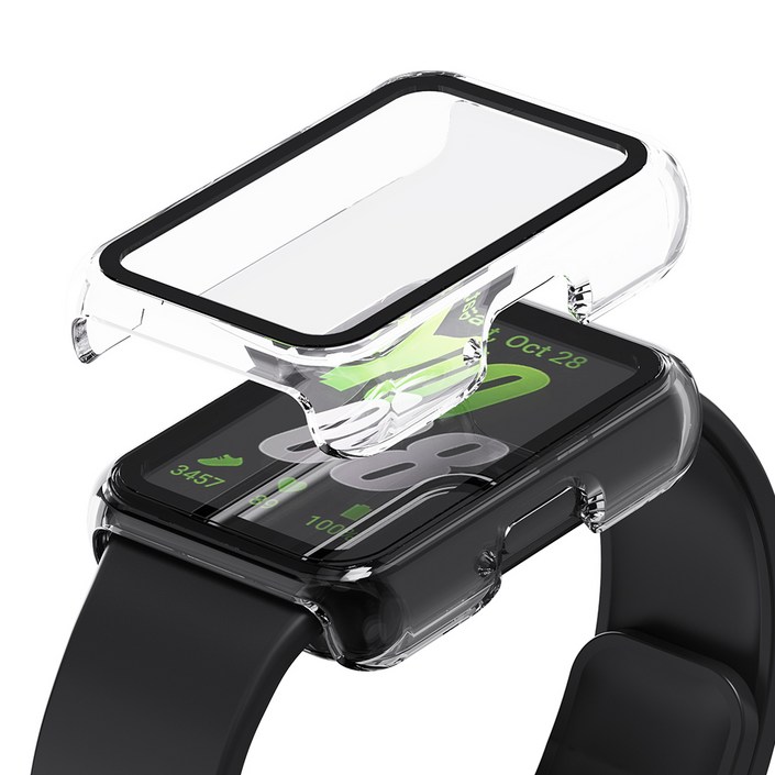 칸탐 갤럭시 핏3 호환 풀커버 강화유리 케이스 2p 세트, 투명투명, 1개