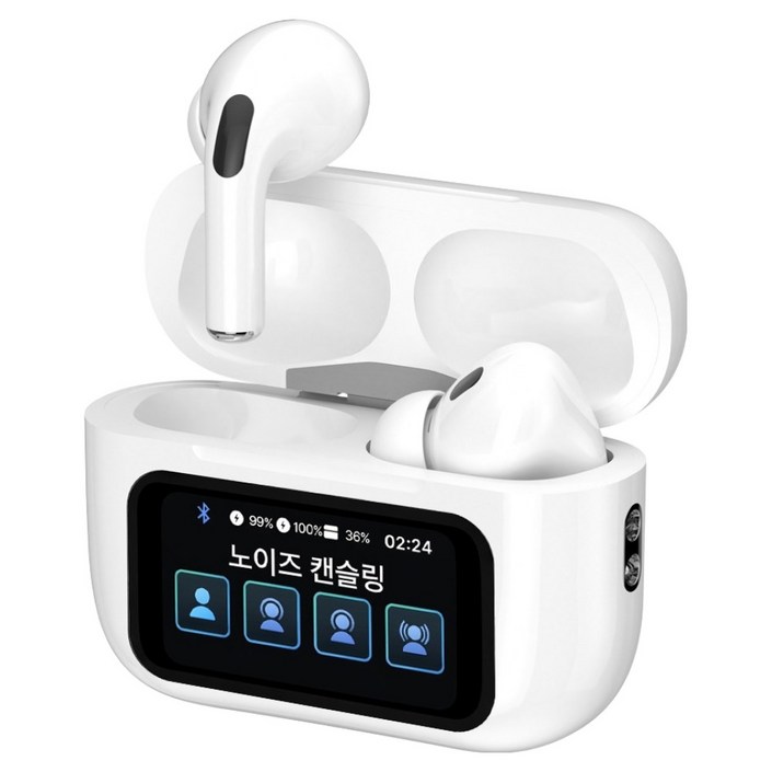 아이리버 ANC ENC 노이즈캔슬링 터치스크린 러닝 운동 C타입 충전 무선 블루투스 6.0 이어폰, 화이트, IBZX5