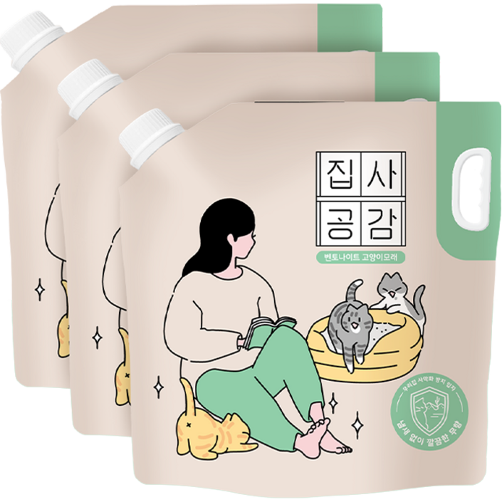 집사공감 고양이 벤토나이트 사막화방지 모래, 6.35kg, 3개, 무향 집사공감 고양이 벤토나이트 사막화방지 모래, 6.35kg, 3개, 무향