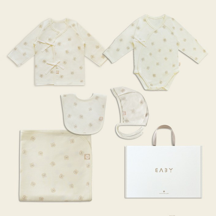 베이비앤아이 유아용 사계절 배냇저고리  슈트  속싸개  턱받이  모자 선물세트