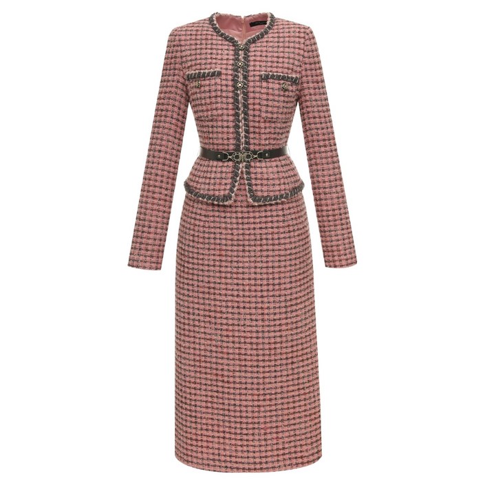 미니멈 트위드 투피스형 보온 원피스