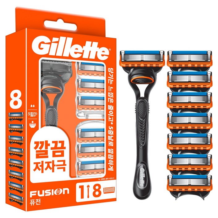 질레트 퓨전 5중 서스펜션 면도기 세트