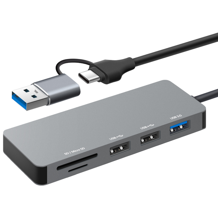 홈플래닛 5포트 USBA  C타입 듀얼커넥터 멀티허브 120cm 케이블