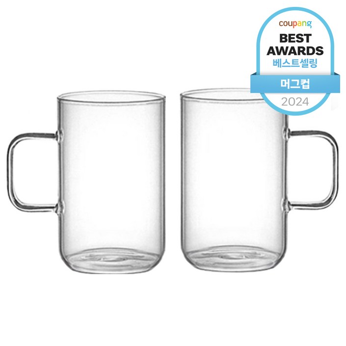 어뮤즈키친 내열유리 머그컵 500ml, 2개