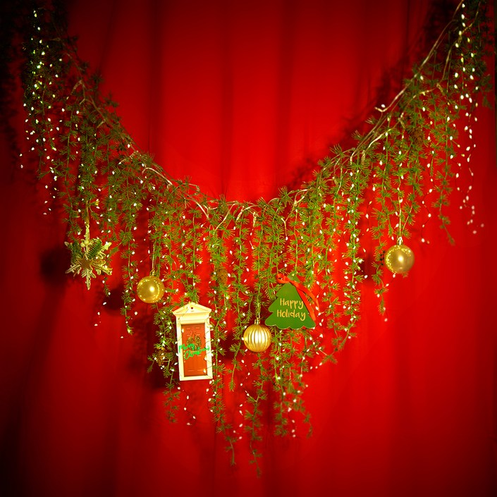 그린모먼트랩 크리스마스 사이프러스 가랜드  LED전구 USB타입, 은청, 170cm, 1세트