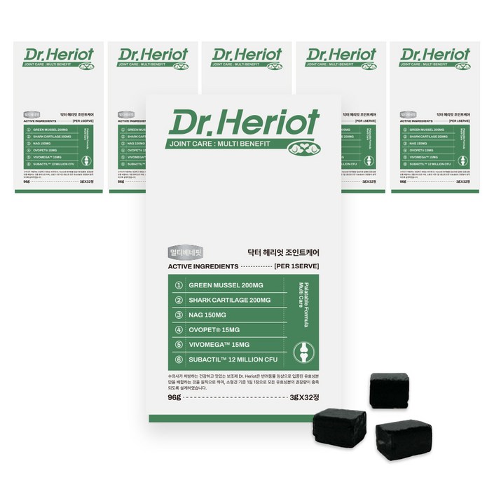 닥터헤리엇 강아지 조인트케어 고함량 슬개골탈구 디스크 고관절 십자인대 관절 영양제, 32정, 뼈관절강화, 6개