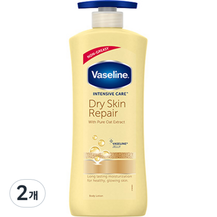 바세린 인텐시브케어 드라이스킨 리페어 바디로션 보습 수분 피부, 600ml, 2개