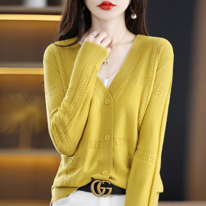 라라티나 여성용 다니카 브이넥 얇은 루즈핏 니트 긴팔 가디건