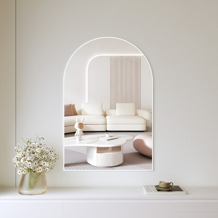 뷰티피크 벽거울 아치형 400 x 600 mm, 화이트