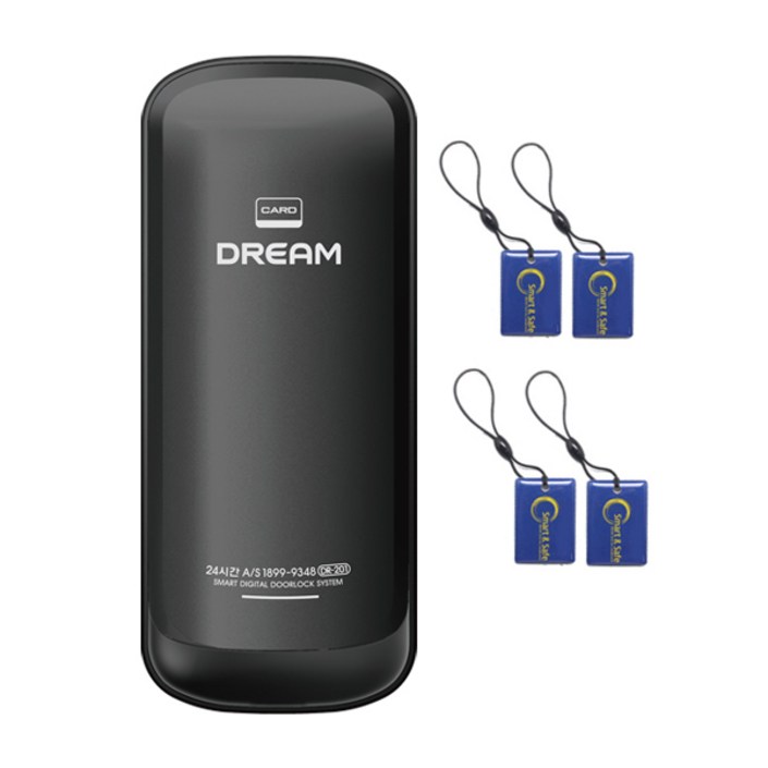 드림 스마트 디지털 도어락 DR201  카드키 4p  건전지 4p 세트, DR201