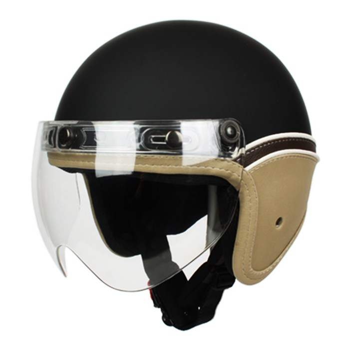 소나 클래식 오토바이 헬멧, 래더블랙 + 투명쉴드 20221128