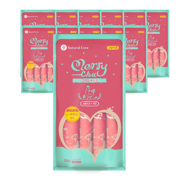 네츄럴코어 고양이 메리츄 간식 56g 4p 네츄럴코어 고양이 메리츄 간식 56g 4p