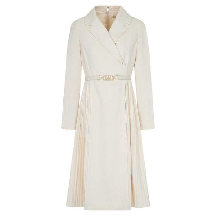 라인어디션 사이드 플리츠 벨티드 원피스