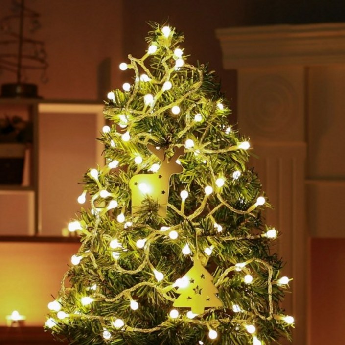 은하수 100구 투명선 앵두 웜색 지니전구5M 전원잭포함 연결가능