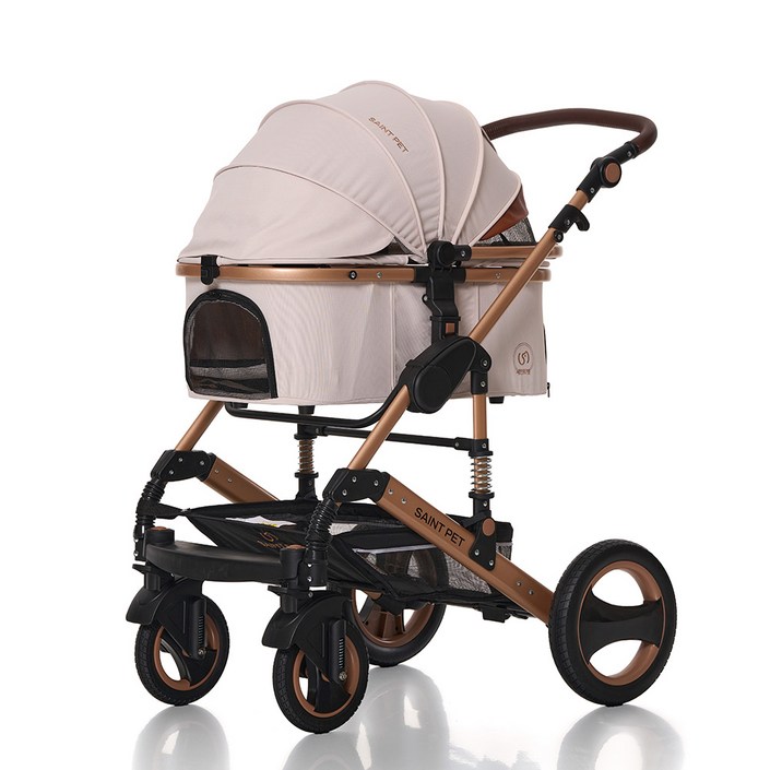 세인트펫 프리미엄 강아지유모차 알루미늄 프레임 30.5cm 대형바퀴 에버메이트 엘리트, 3.아이보리
