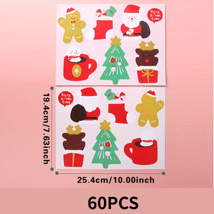 셀고 크리스마스 캔디포장 파티 선물용 페이퍼, 60개, 산타눈사람혼합