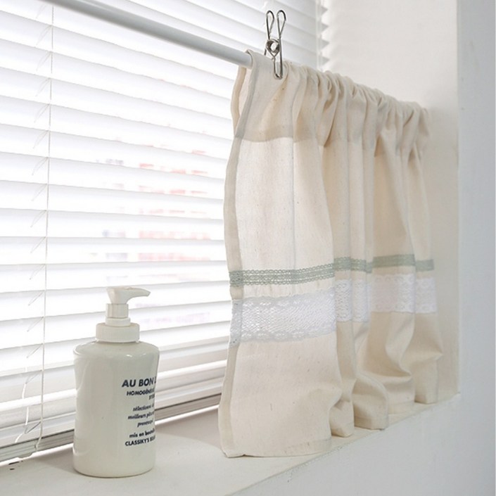 주방 광목 린넨 베이지 바란스 커튼 작은 창문