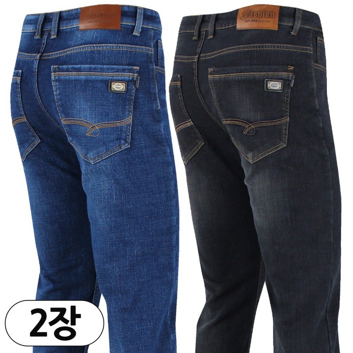 2장 더빅보스 남성용 겨울 SH 자수 청바지  겨울용 기모 남자 기본 데일리 일자 핏이 예쁜 데님 팬츠 B954