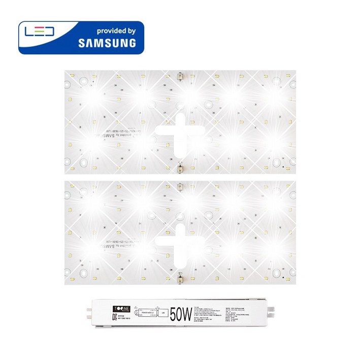 투원라이팅 가정용 삼성 칩 LED 조명 모듈 등 교체 세트 사각 방등 400mmX175mm2장 50W, 1개, 4000K주백색아이보리빛