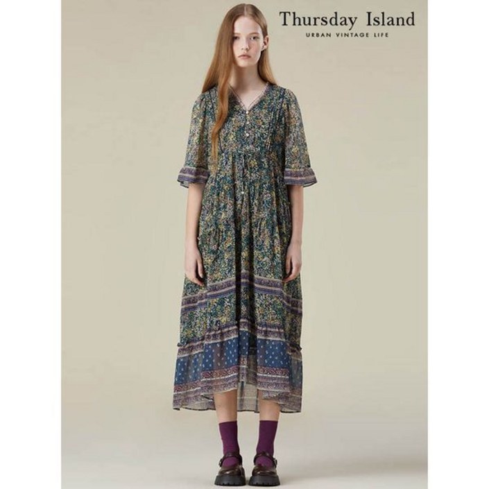 [공식매장판] 써스데이아일랜드 보더 믹스 맥시 원피스 T236MOP137W _P402544118 간절기 브랜드 백화점