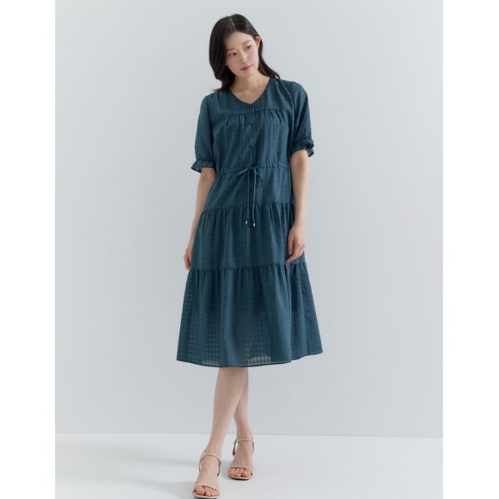 지센 기간할인 여성 체크 허리스트링 플레어튜닉 원피스  LFOPP505 색상2