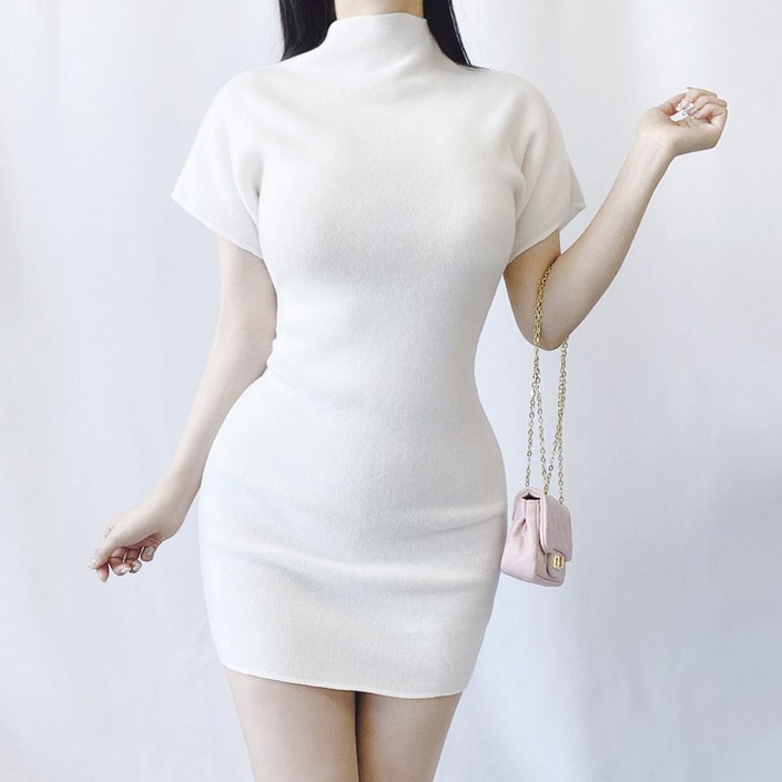 포근 양기모 물결넥 반폴라 원피스 4color 겨울 봄 가을 따뜻 5부 반팔 폴라 날나리 가오리 겉기모 속기모 팔뚝살커버