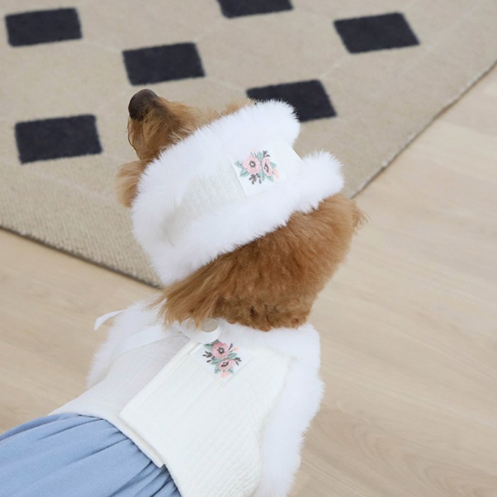 강아지 고양이 악세사리 흰겨울 밍크 귀도리 모자