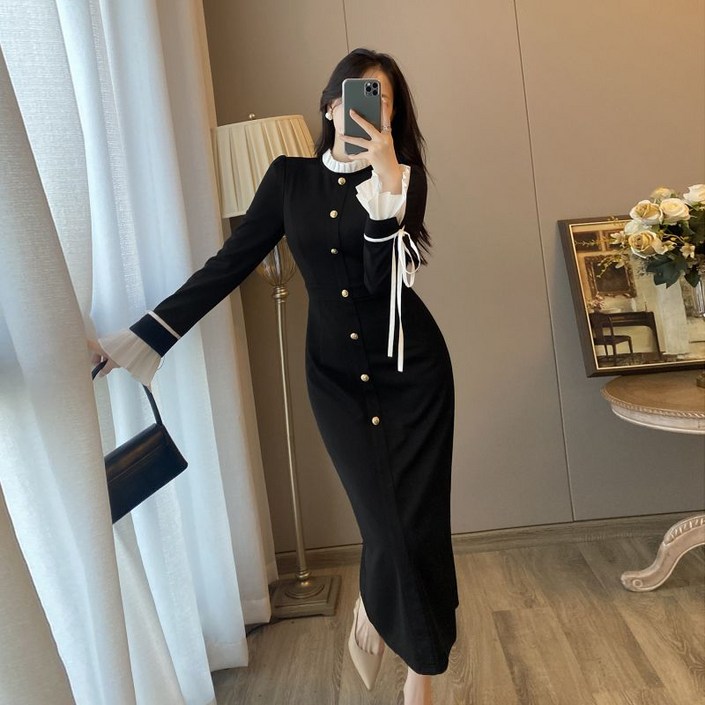 10월 하객룩 가을 하객 원피스 9월 결혼식 50대 긴팔 A27