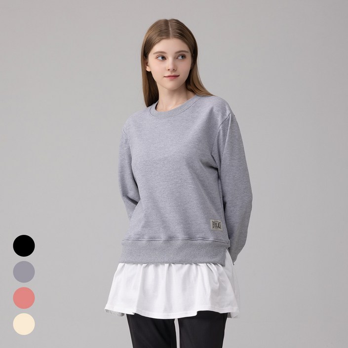 에버라스트 여성 맨투맨 롱 레이어드 티셔츠