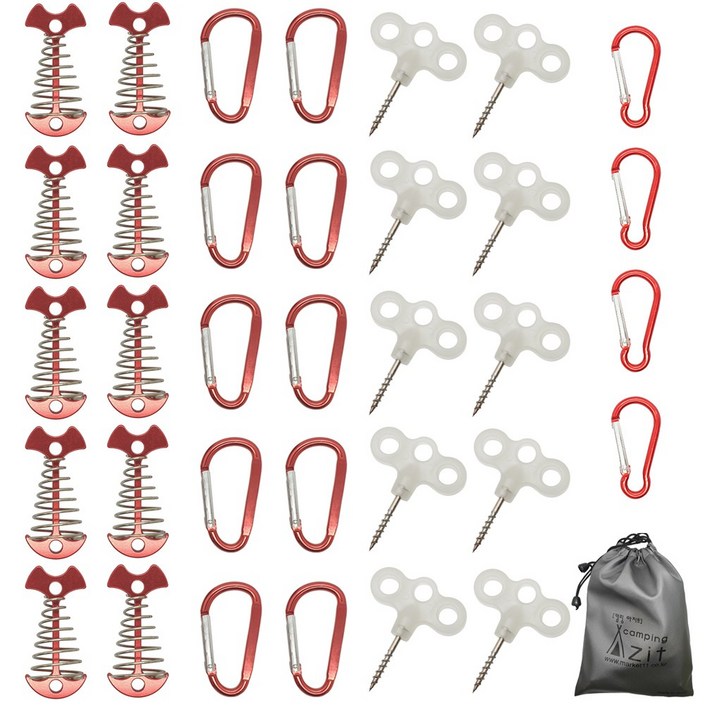 캠핑아지트 리빙쉘 텐트용 오징어 데크팩 35p 세트 레드, 1개