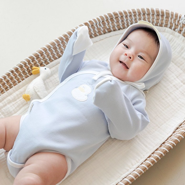 메르베 신생아 배냇수트 100 순면 배내바디슈트 2단스냅