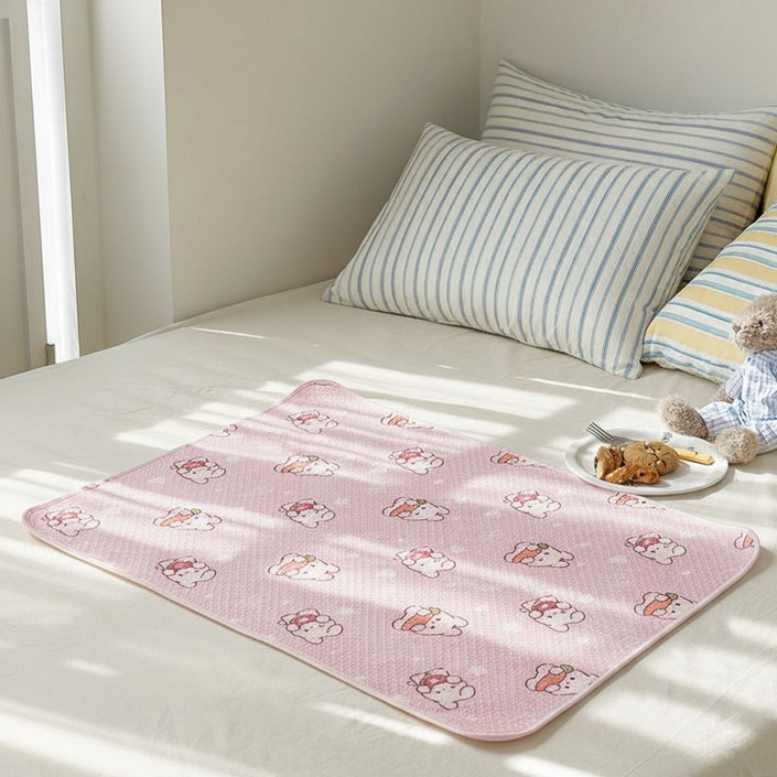 만자천홍 생리 방수패드 논슬립 순면패드, 토끼핑크