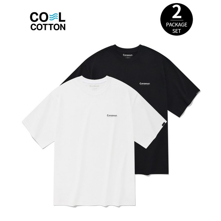 커버낫 반팔티 에센셜 쿨 코튼 2-PACK 티셔츠 블랙 CO2302STE1BK