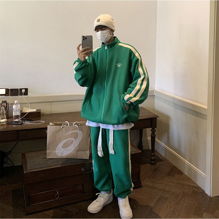 남성투피스  남성세트  트레이닝복세트  후드 맨투맨 와이드 팬츠 빅 사이즈 캐주얼 티셔츠 긴바지 ZBW250228507 65