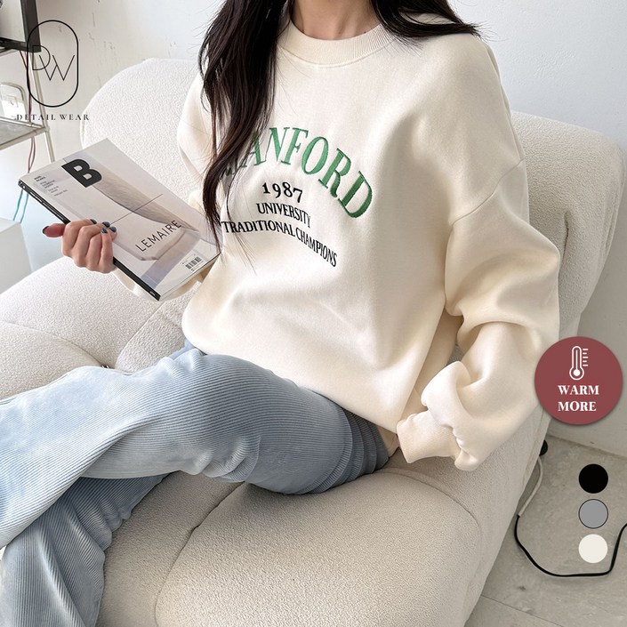 디테일웨어 여성 기모 스텐포드 맨투맨 자수 레터링 오버핏 긴소매 티셔츠 도톰한 여자맨투맨 귀여운 데일리룩 스웻셔츠 디테일웨어 여성 기모 스텐포드 맨투맨 자수 레터링 오버핏 긴소매 티셔츠 도톰한 여자맨투맨 귀여운 데일리룩 스웻셔츠