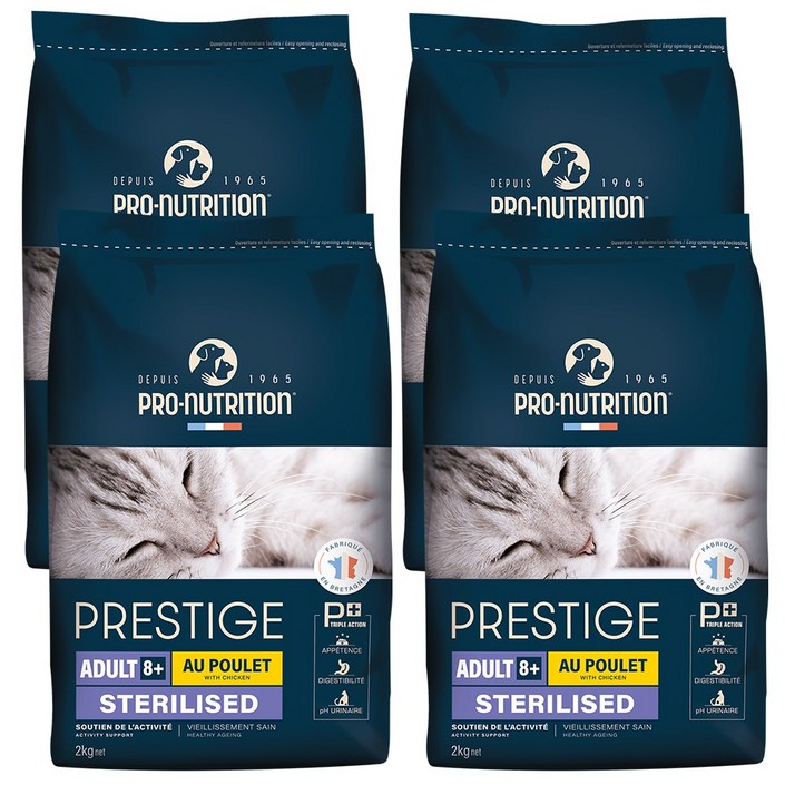 (향균 삽 증정) 프레스티지 캣 시니어 8+ 노령묘 관절 신장 건강 건식 고양이 사료 2kg, 4개, 2kg, 닭