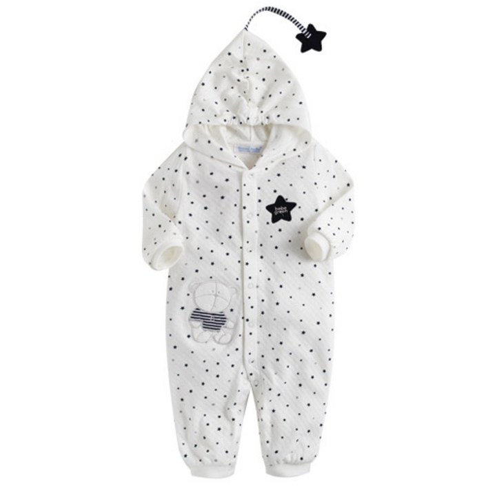 그린베베 국내생산 아기별 후드 우주복