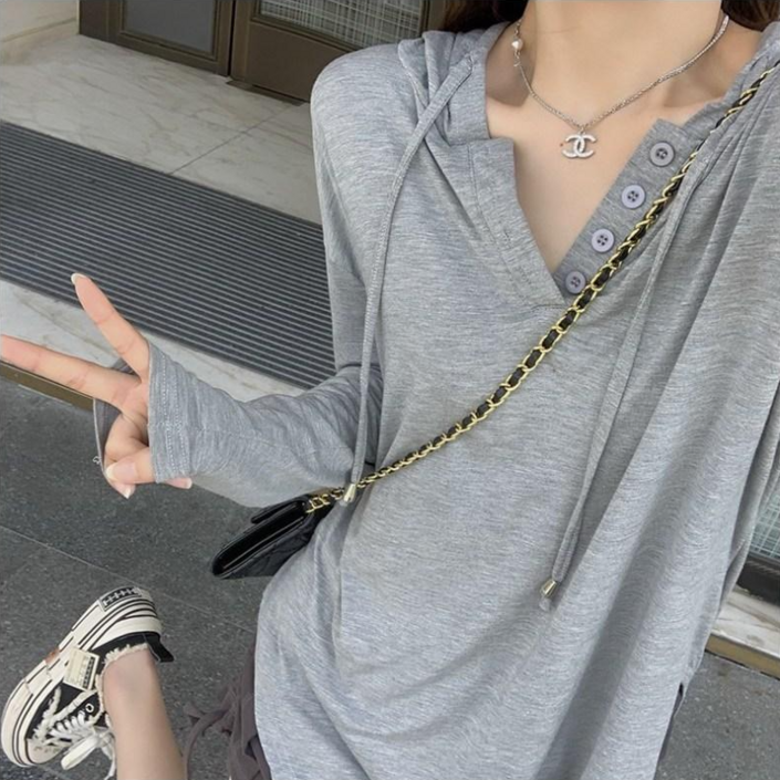 [루디아스러버] 여성 루즈핏 긴팔 후드 티셔츠