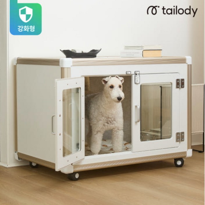 강아지방음부스 테일로디 케어펫 뮤트 스퀘어 반려동물을 위한 쾌적하고 아늑한 방음하우스, 1개, 화이트&다크 그레이