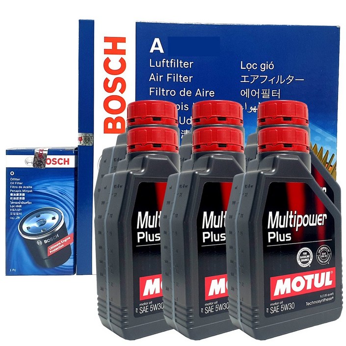 보쉬 그랜져IG 3.0 LPG 엔진오일 교환 셋트 필터  합성유 모튤 O0050A29975W30 6L, 6개, 5W30, 1L