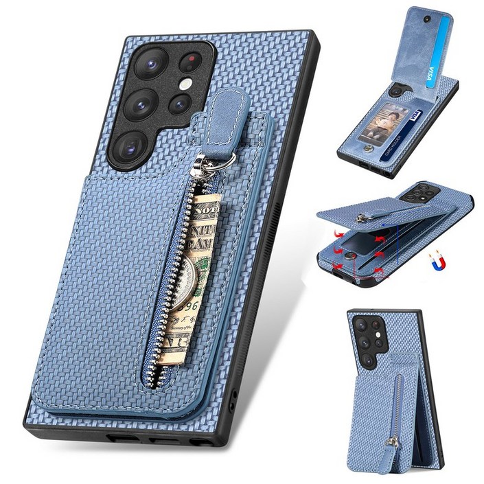 HOCE 갤럭시 S24 S24 S24울트라 카드수납 마그네틱 지퍼 지갑 범퍼케이스 적용