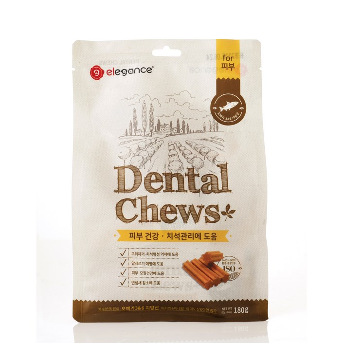 엘레강스펫 강아지 가수분해 저알러지 간식 덴탈츄 피부 건강 180g , 1세트 12ea, 5개, 피부건강, 180g