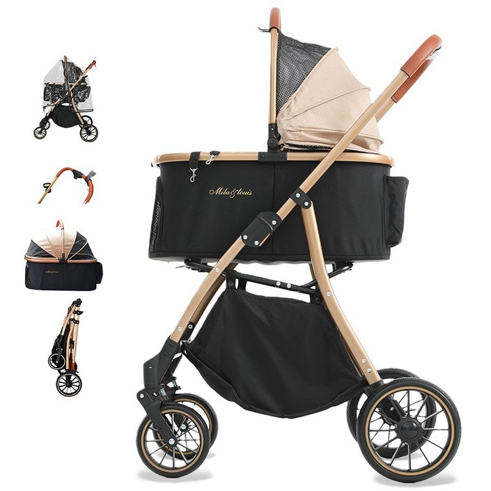 MILA&LOUIS 2025최신 강아지 유모차 애견유모차 원터치 퀵폴딩 강아지유모차 분리형 프리미엄 소중형견 접이식 개모차