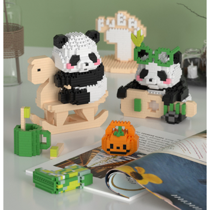 PANDA 판다 월드 시리즈 캐치브릭스 블록 나노블록 브릭, 1개