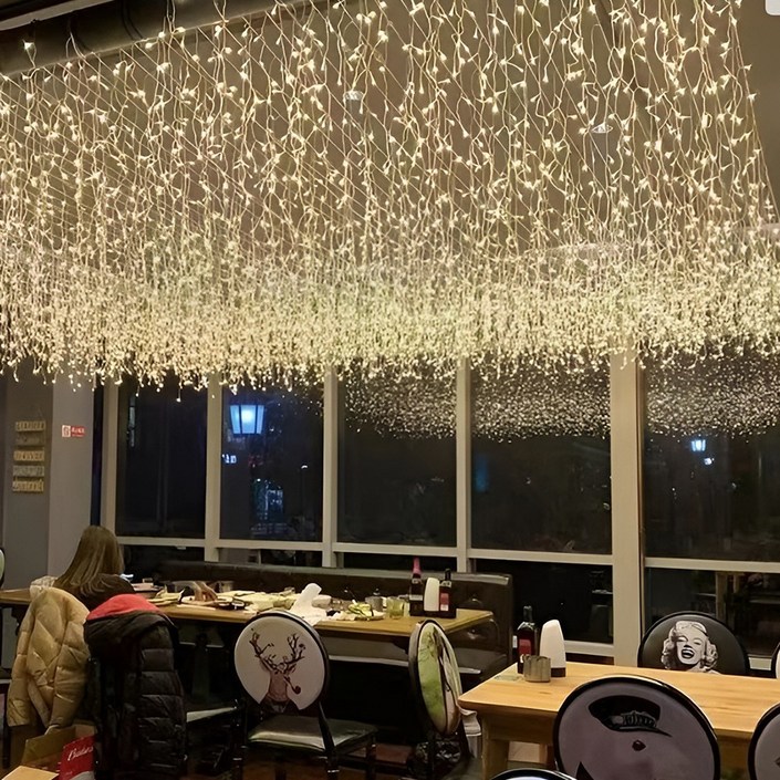 크리스마스 LED 24V 롱커튼전구 400구 홈 인테리어 창문 테라스1.92M, 5개, 웜색