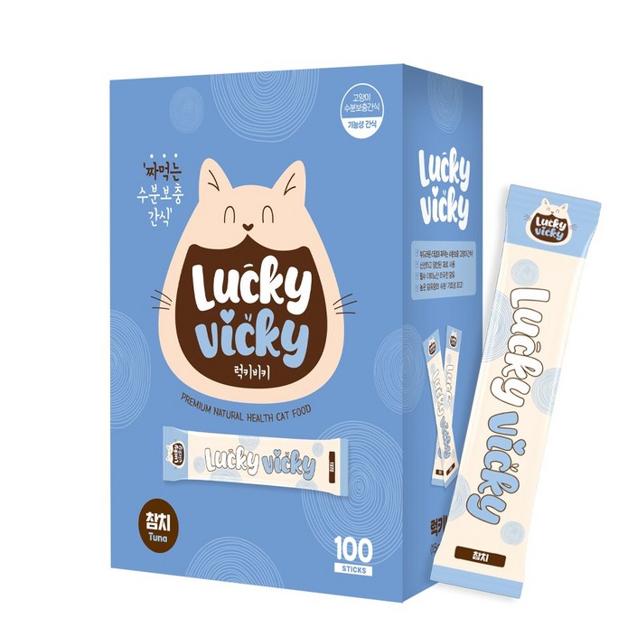 럭키비키 고양이 츄르 간식, 100개, 15g, 참치